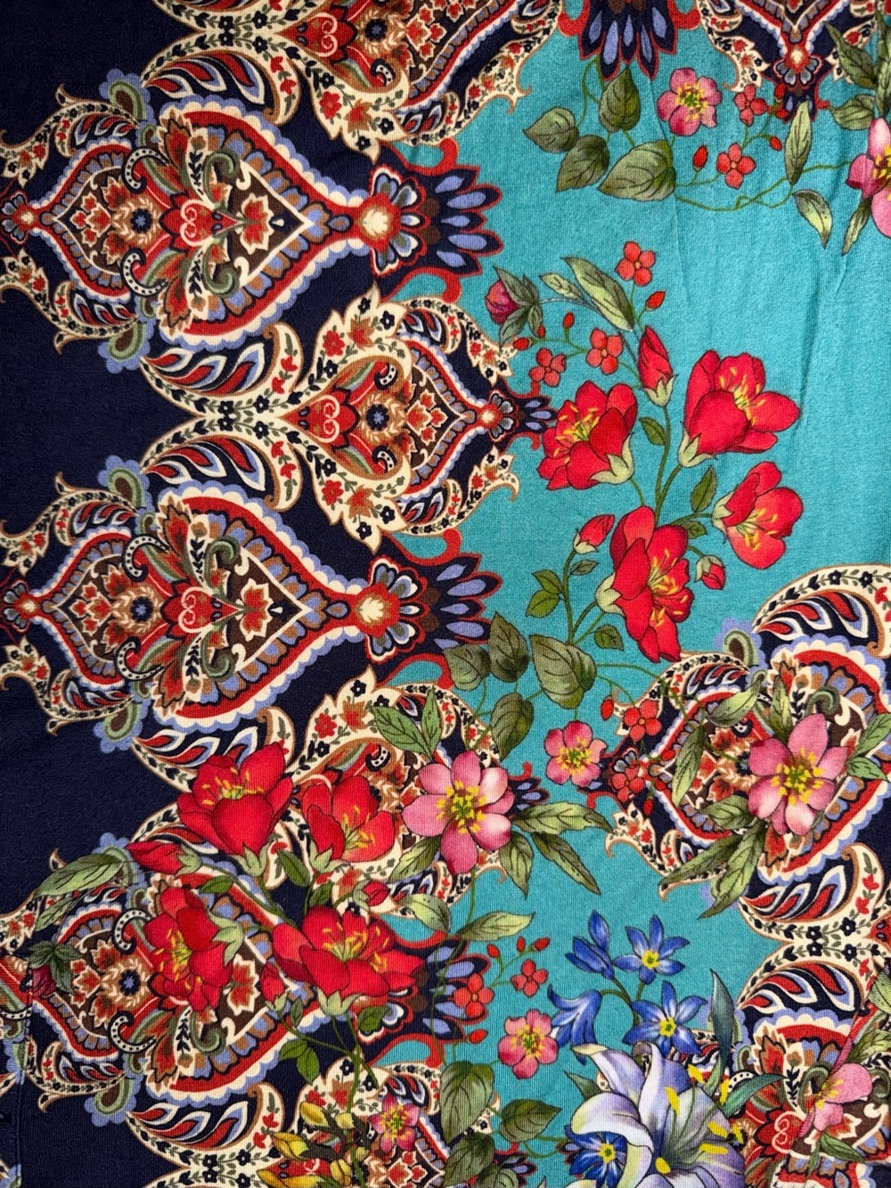 EUC Johnny Was Indi Flower Paisley 3/4 Sleeve Bamboo Henley Tunic - Picture 8 of 12